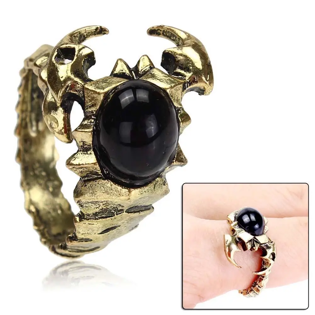 

Stylish Retro Mens Vintage Antique Alloy Scorpion Animal Gem Stone Open Ring