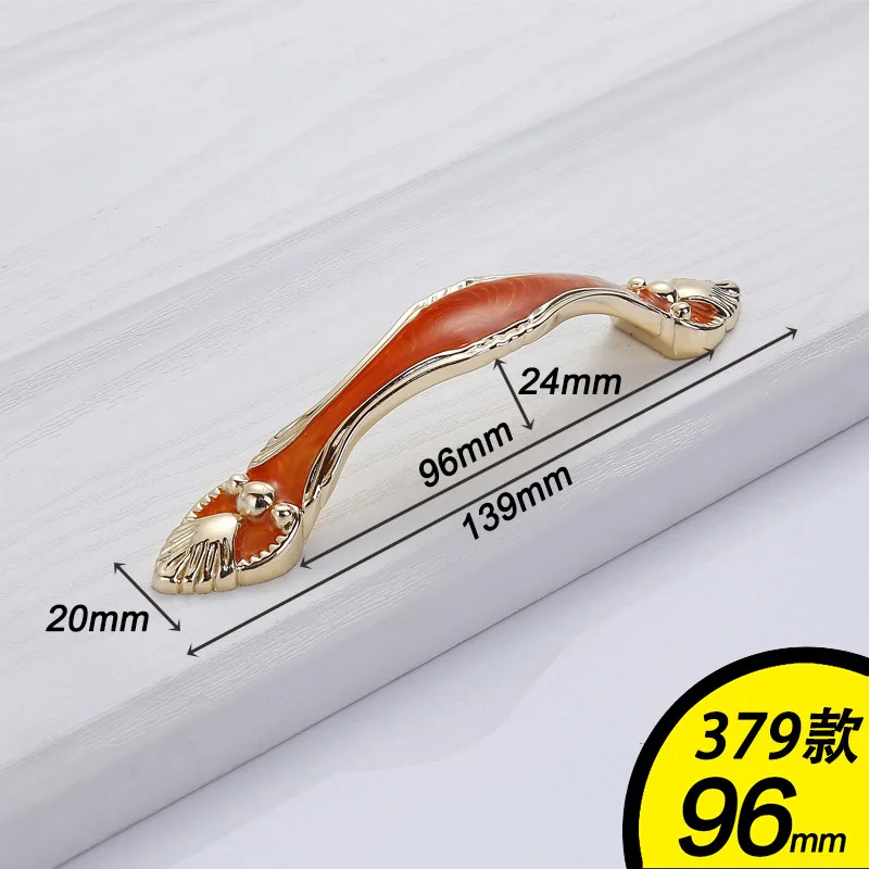379-96MM AOBT мебельные ручки дверная ручка Красный Янтарный золотое покрытие 128 мм дверная ручка шкафа для обуви минималистические ручки ящика аппаратные средства 373 - Цвет: 379-96MM