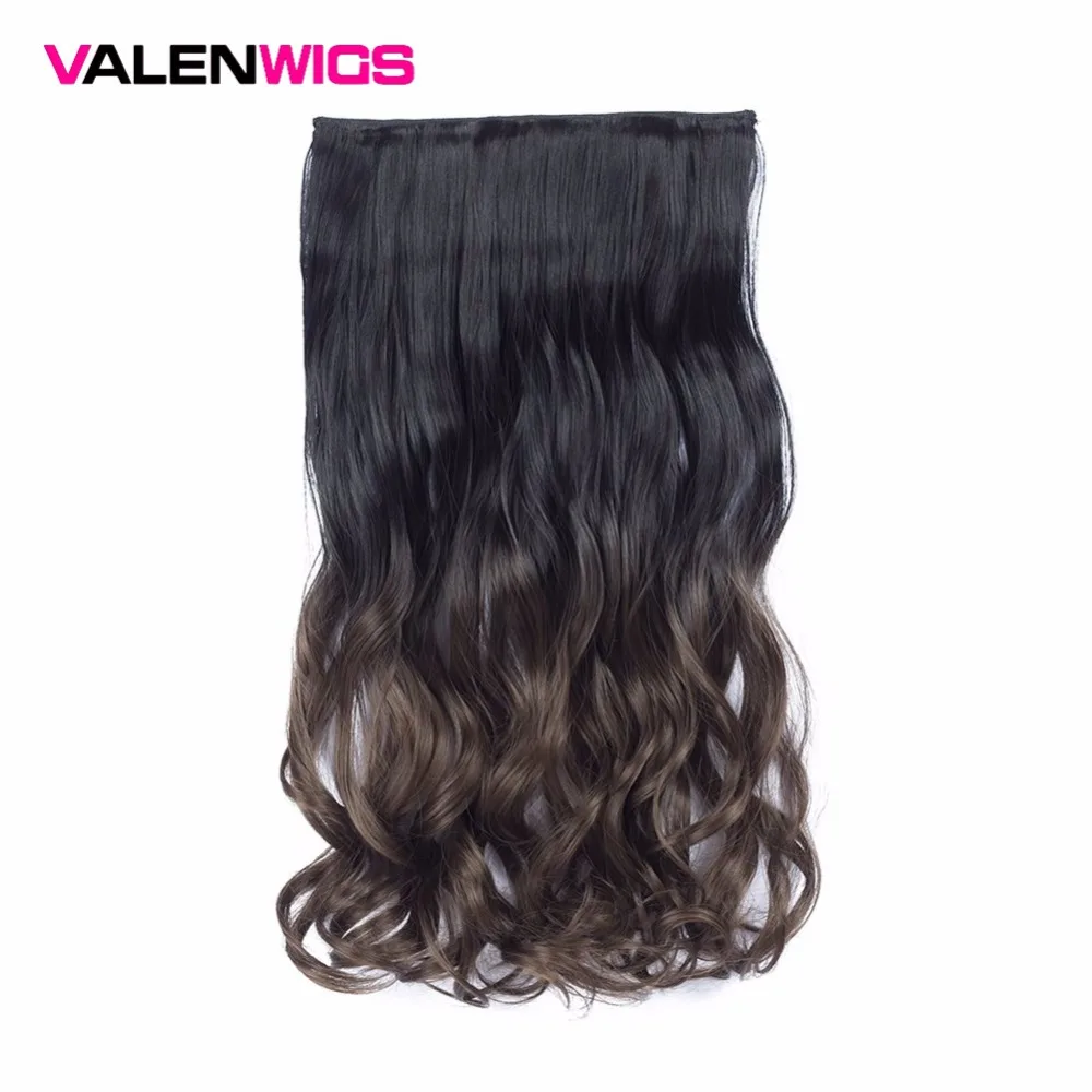 

Valen 22" Full Head Curly One Piece Clips in on Synthetic Hairpieces for Women Ombre 5 Clips Synthetic Long Wavy