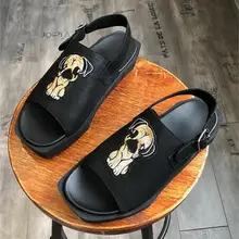 Открытые сандалии для мужчин из коровьей кожи для отдыха гладиаторы на плоской подошве г. Модные мужские сандалии