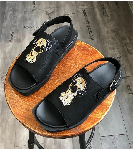 Sandalias Slingback para zapatos de de vaca, para ocio, tacón plano, a la moda, 2018|Sandalias de hombre| - AliExpress