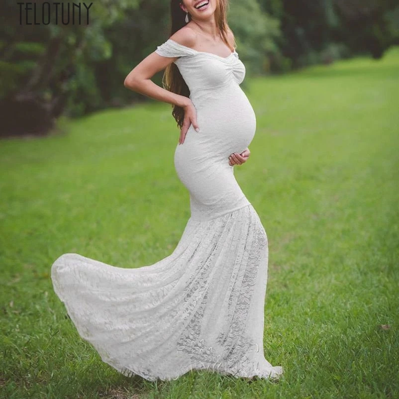 TYELOTUNY Материнство платья для фотосессии Pregnants элегантный сексуальный фотографии реквизит с открытыми плечами кружева длинное платье ZS20