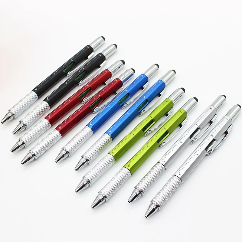 

Pen Stationery Multifunction Plastic Ballpoint Pen Screwdriver Ruler Spirit Level Ball Pen for Gift Touch Screen Pens YZB005A