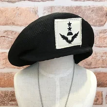 Простой Стиль этикеткой однотонные черные детская шапочка Кепки малыш берета головной убор для девочек Кепки для мальчика демисезонный детский берет