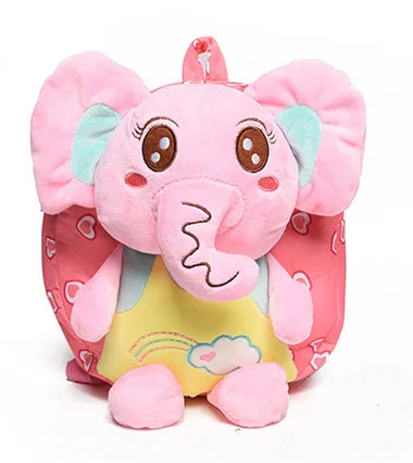 Рюкзак для детей дошкольного возраста 1-2-3-year-old ранец милый 3D рюкзак со слоном Мультяшные плюшевые игрушки мальчики и девочки животное сумка - Цвет: Розовый