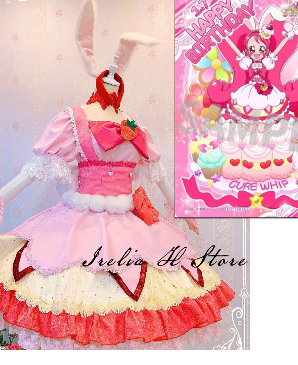 KiraKira Pretty Cure A La Аниме Косплей Cure Whip Usami Ichika Косплей Костюм розовое милое платье Высокое качество платье на заказ