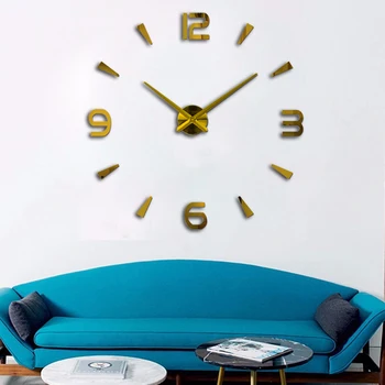Super Big 3d DIY Mirror Acrylic EVA Metal Modern Digital Wall Decorate Clocks