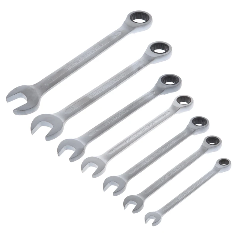 

New 7 Pcs 8-19mm Spanner Combination Ratchet Wrench Open End Ring Tool Set Car Repair hot