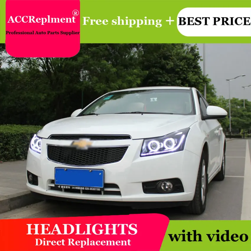 

AUTO.PRO 2009-2014 For Chevrolet cruze led headlights+LED DRL+angel eyes head lamps car styling bi xenon lens parking lights