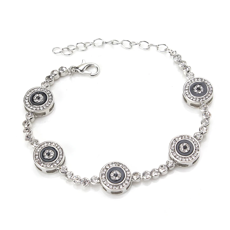

1pc Luxury Fashion Copper Evil Eye Charms Bracelet Silver/Gold/Rose Gold Crystal Chain Link Cubic Bracelet Bangles For Women