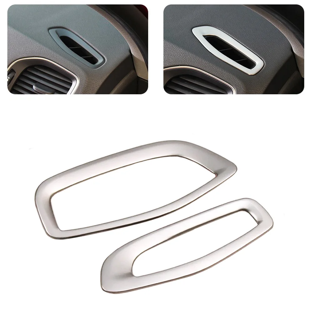 

JEAZEA New 2pcs Stainless Steel Car Dashboard Side Air Condition Vent Outlet Frame Cover Trim Styling For Volvo V60 S60 LHD
