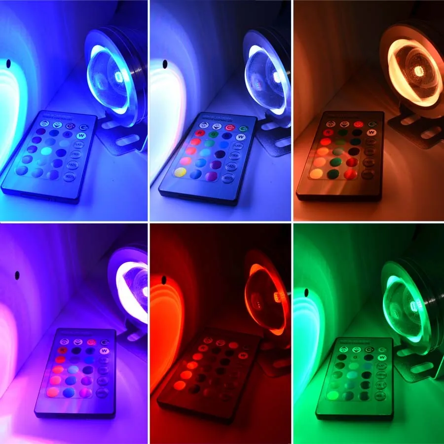 submersible pool lights High Quality Waterproof 10W RGB LED DC 12V Outdoor 16 Color Changing Flood Spot light Lamp Garden swimming pool lights underwater