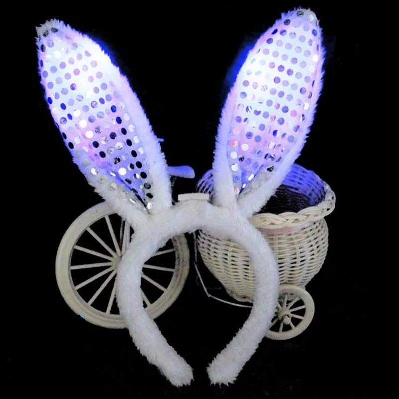 Сексуальный женский Дамский светильник Банни ободок с кроличьими ушами сценическая повязка для волос для детей и взрослых светящиеся вечерние, свадебные, рождественские