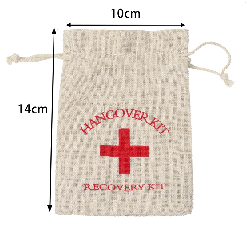 

2018 New Arrival 10pcs Small Set Hangover Survival Kit Cotton Linen Bags First Aid Party Storage Supply Emergency Kits