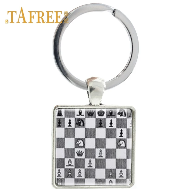 TAFREE Vintage Chess culb Keychain keep quiet the Chess player at game