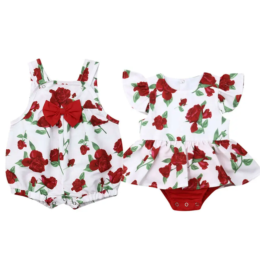 

2019 New Baby Girls Princess Floral Flying Sleeve Romper Jumpsuit Sunsuit Outfits 0-24 Months