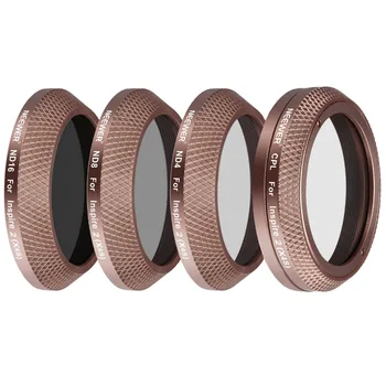 

Neewer 4 Pcs Filter Kit for the DJI X4S Camera Inspire 2: CPL+ND4+ND8+ND16 Filter Optical Glass Aluminum Alloy Frame (Gold)