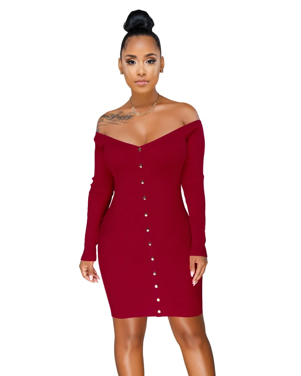 button mini dress