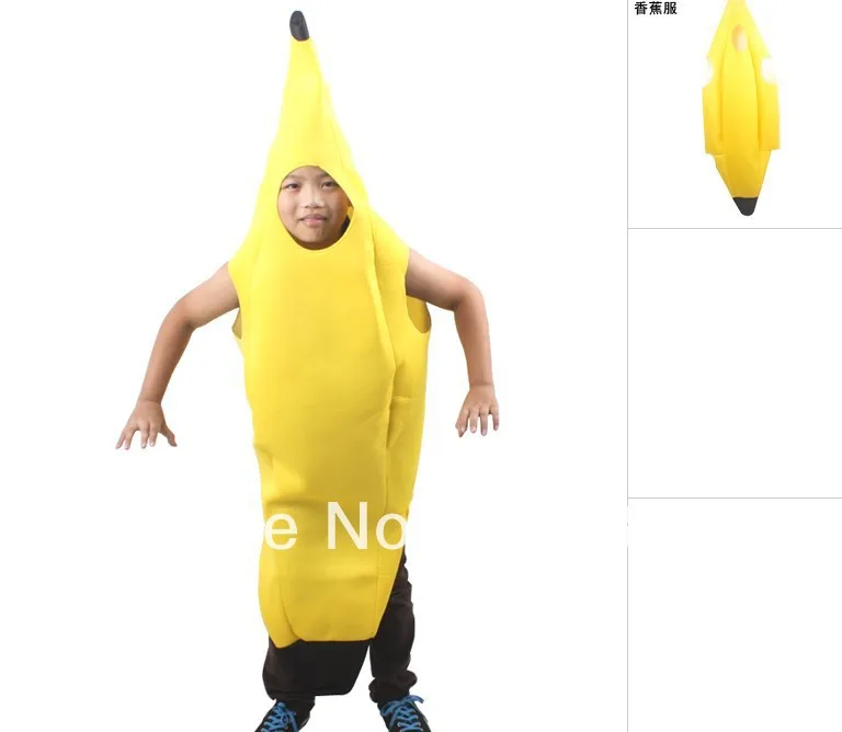 Boys girls funny thick banana costume suit for kid halloween carnival party fruit jumpsuit decoration clothes