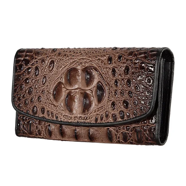 Women Leather Long Clutch Wallet Crocodile Alligator Pattern Fashion
