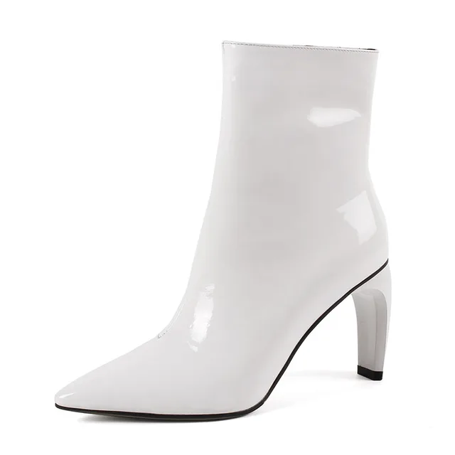white kitten heel boots