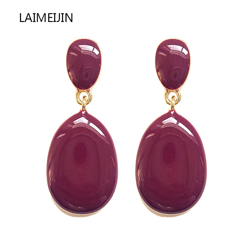 

Elegant Wine Red Geometric Earrings for Women Trendy All-match Retro Gentle Water Droplets Earrings Female Fashion Party Jewelry