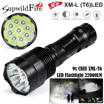 

New High Quality Super Bright 22000Lm 9x XML T6 LED 5Mode 18650 Flashlight Torch Light Lamp Drop Shipping