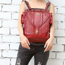 Steel Master 2016 new products steampunk backpack female personality fashion Europe and America retro rock women backpack tide