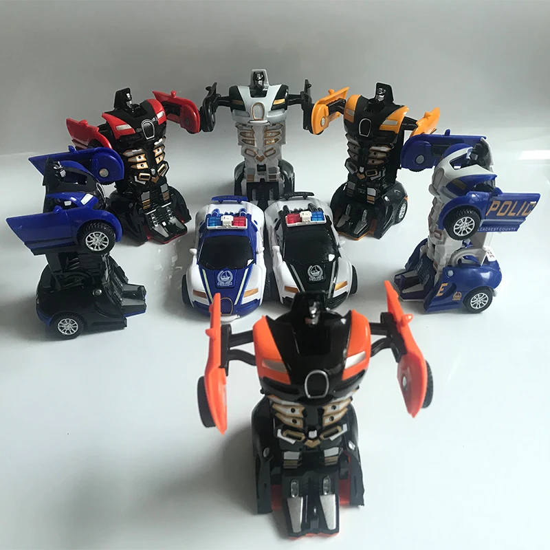 One-key Police Deformation Car Toys Super racing car Automatic Transform Robot Plastic Model Amazing kids Funny Toys