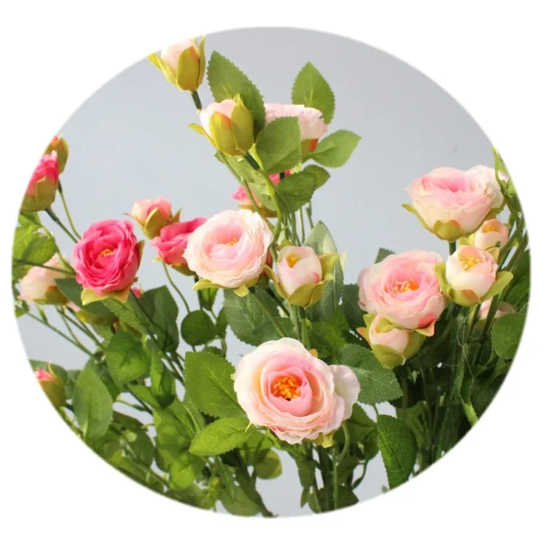 

Seven Mini Rose Branches High-grade Simulated Flowers Foreign Trade Silk Flower Fake Wholesale Sources Wedding