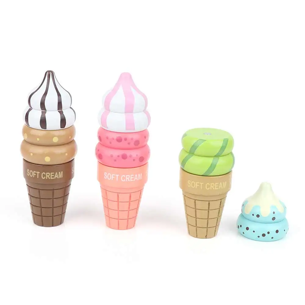 Wooden Food Pretend Play Ice Cream Food Toys Play House Gift For