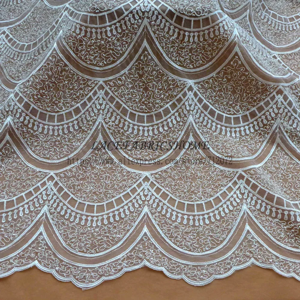 

La Belleza New fashion bridal off white beading wedding dress lace fabric 47'' width