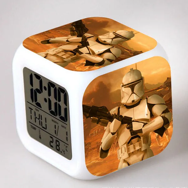 Звездные Войны Пробуждение reloj despertador reveil enfant BB-8 Будильник цифровой светодиодный Klok Relogio De Mesa Wake Up часы - Цвет: Синий