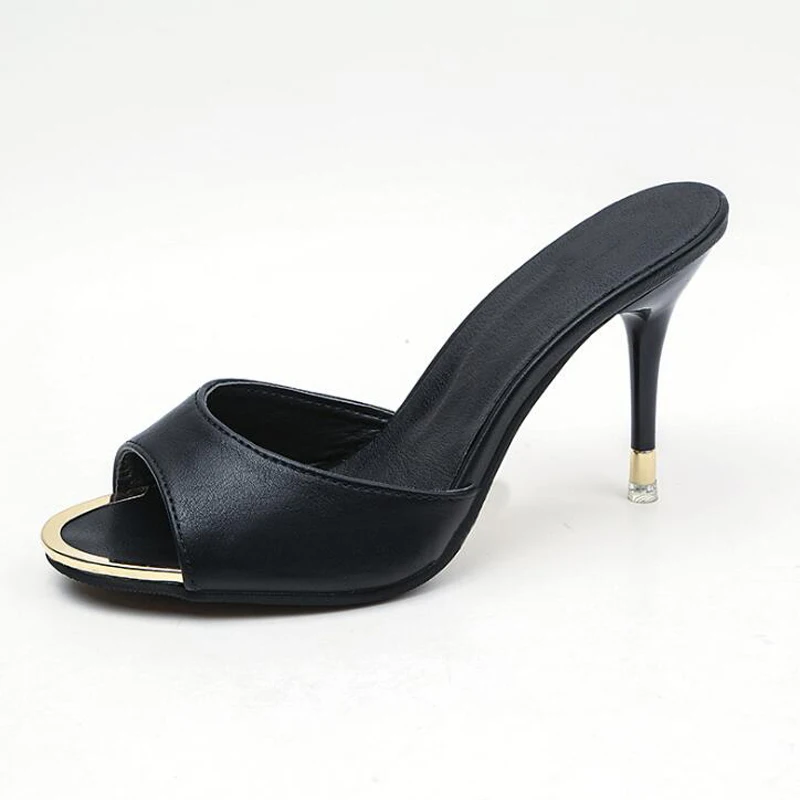 

Women high heels slippers shoes new arrival summer thin heel slides sexy black slippers women comfortable women sandals