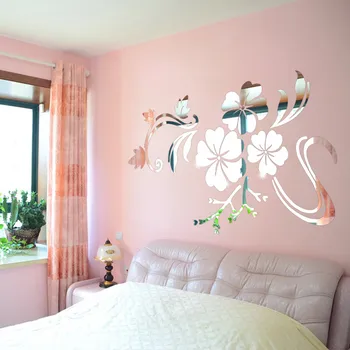 

Art Flower 3D Mirror Vinyl Removable Wall Sticker Decal Home Decor DIY Acrylic Floral Reflecting Wall Background Stickers #10