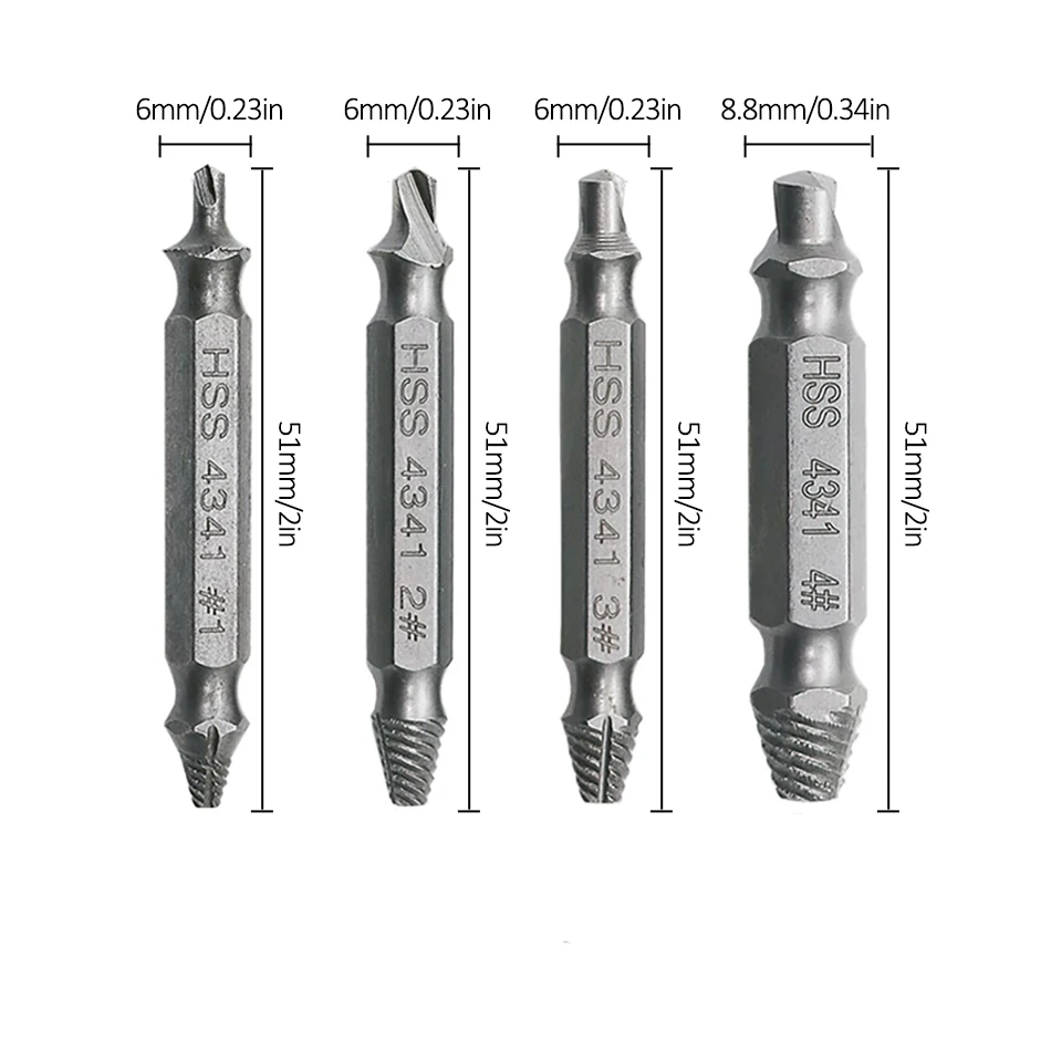 4 шт. высокое качество Столярный шнековый экстрактор сверла извлечение болт шпильки инструмент для металла поврежденный Винт экстрактор набор инструментов A16