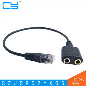 

Free Shipping PC headset to 4P4C RJ9/RJ10/RJ22 jack adapter dual 3.5mm headphones with mic to RJ9 plug for desk phone
