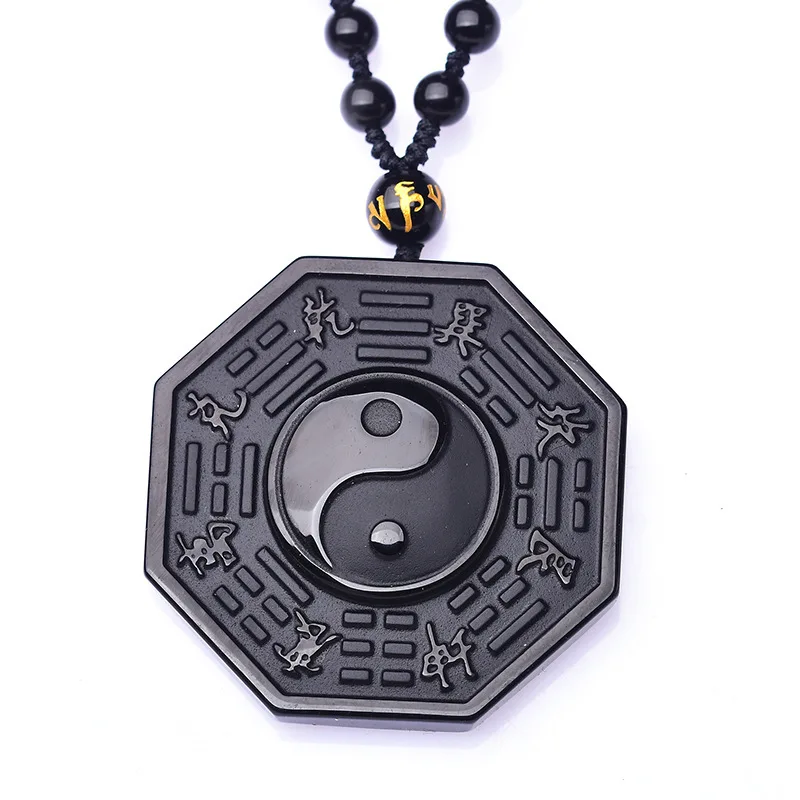 

Drop Shipping Black Obsidian Yin Yang Necklace Pendant Chinese BAGUA Men's Jewelry Women's Jewelry