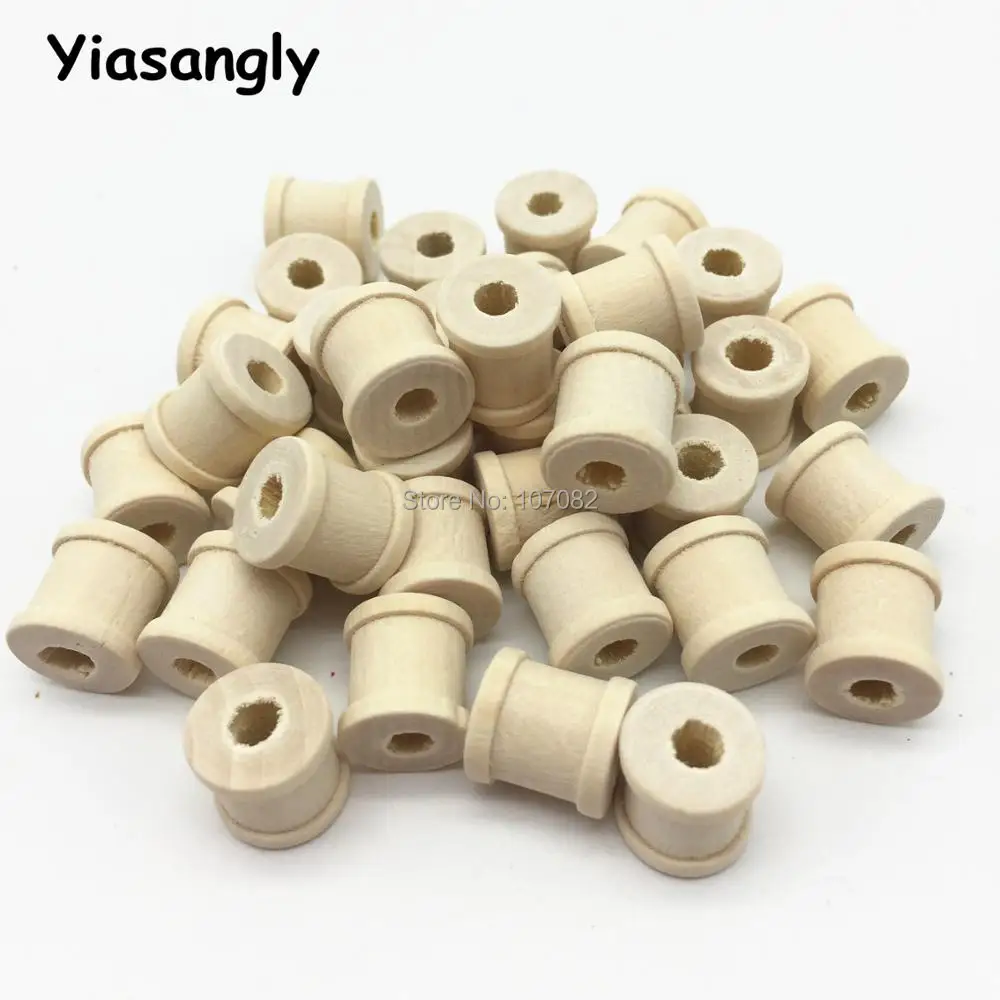 

100pcs 11X12mm Natural Wood Spools Mini Wooden Spool Bobbins DIY Sewing Tools Crafts Threading Sewing Accessory For Scrapbooking