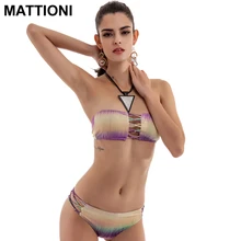 MATTIONI 2017 New Split Bikini Swimwear Swimsuit Hot Summer Bandage Bikini Beach Bathing Suit Low Waist Push Up Swimsuit