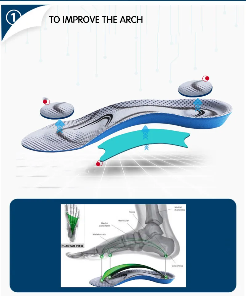 Flatfoot корректирующие стельки взрослых достаточно Evaginate ортопедические правильные ноги высокие арки поддерживается стельки для лета