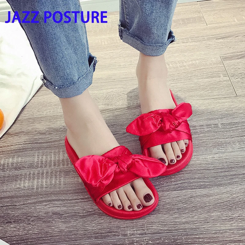 

New women's fashion flat bottom drag summer fashion big bow sandals and slippers beach slippers flat casual women's shoes y045