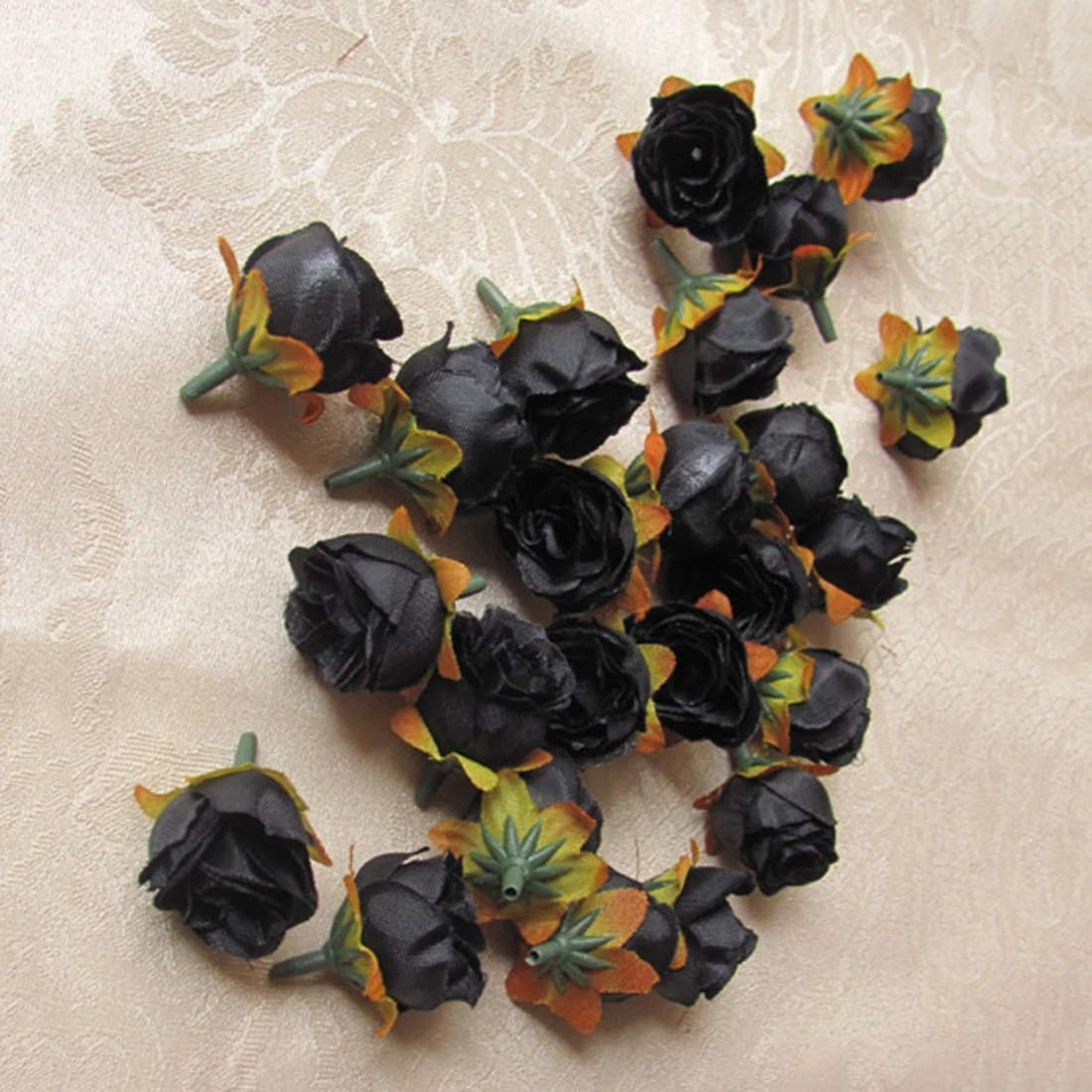 100 шт разноцветные, маленькие Чайные розы Diy розы шелковые цветы искусственные головки цветов для свадебного украшения Цветочная головка черная