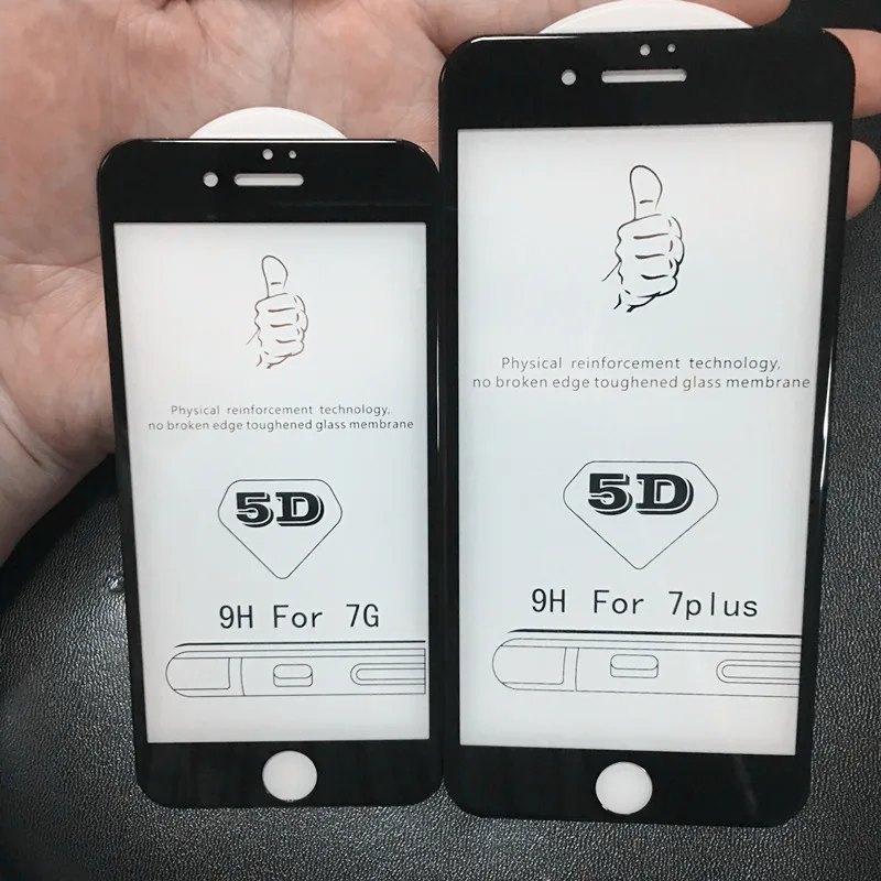 5D полное покрытие закаленное стекло для iPhone 7 7 Plus 9H Жесткий 3D 4D обновление Взрывозащищенная Пленка чехол на 7 7PLus 4," 5,5"