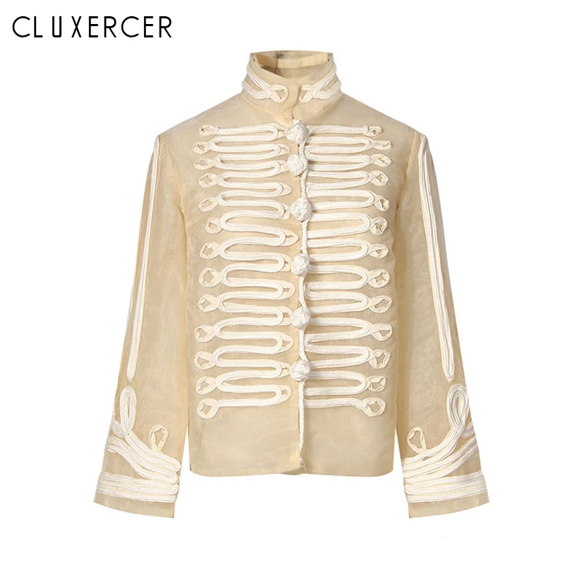 

Summer Jacket Woman 2019 New Vintage Transparent Standing Neck Long Sleeve Women's jackets Top Sexy Embroidery Sunscreen Jacket