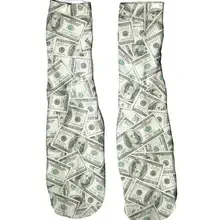 Носки-трубы средней высоты в стиле Харадзюку, повседневные носки высокого качества с объемным принтом в виде доллара для скейтборда, стильные хлопковые носки