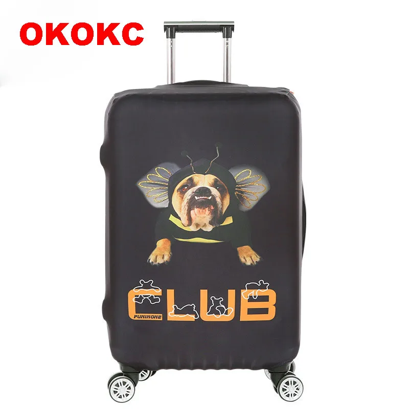 OKOKC бульдог печати Чемодан охватывает эластичный пылезащитный чемодан Крышка для 18-32 дюймов футляр аксессуары толстый