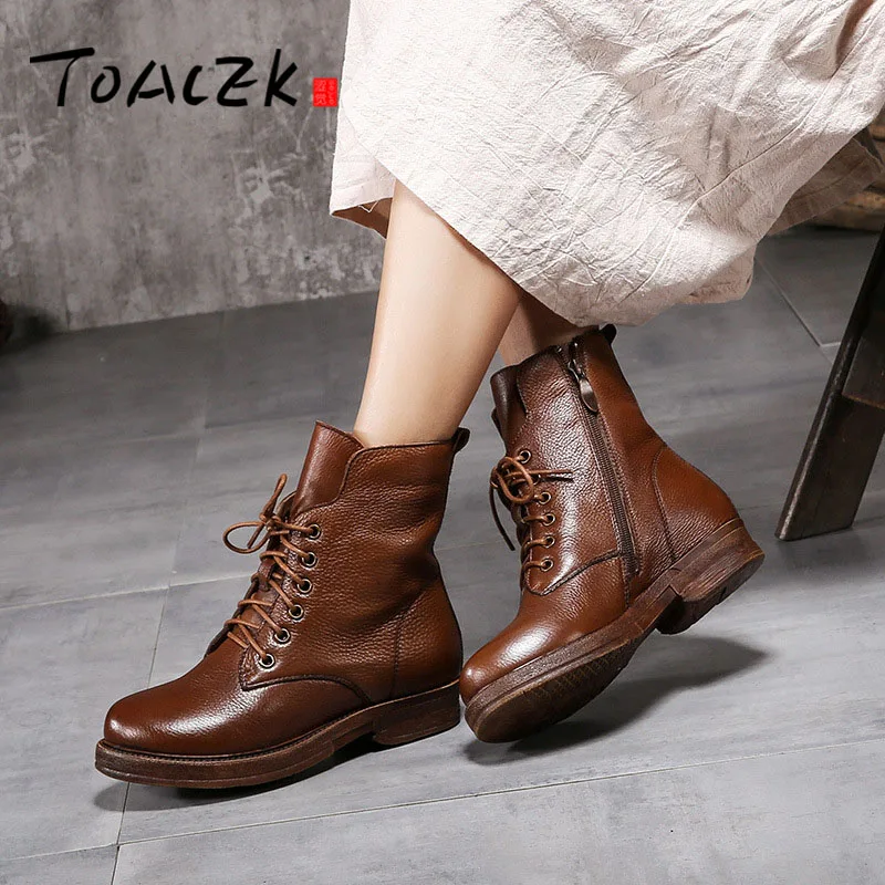 

Genuine Leather Women Boots 2017 New Spring Autumn Fashion Ankle Boots Comfortable Soft Outdoor Casual Flat Shoes
