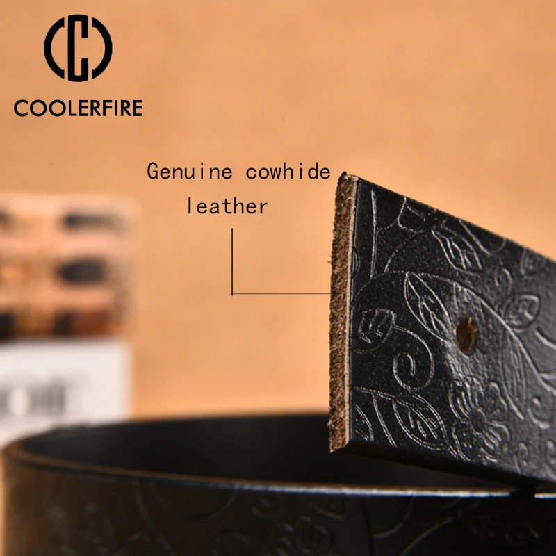 Женские ремни из натуральной коровьей кожи COOLERFIRE резные дизайнерские в стиле