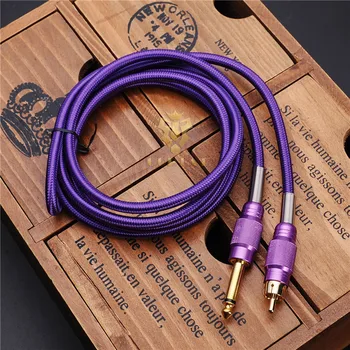 

purple color 1PCS Durable Copper 1.8 m *D6 mm Tattoo Machine RCA Clip Cord Power Supply free shipping